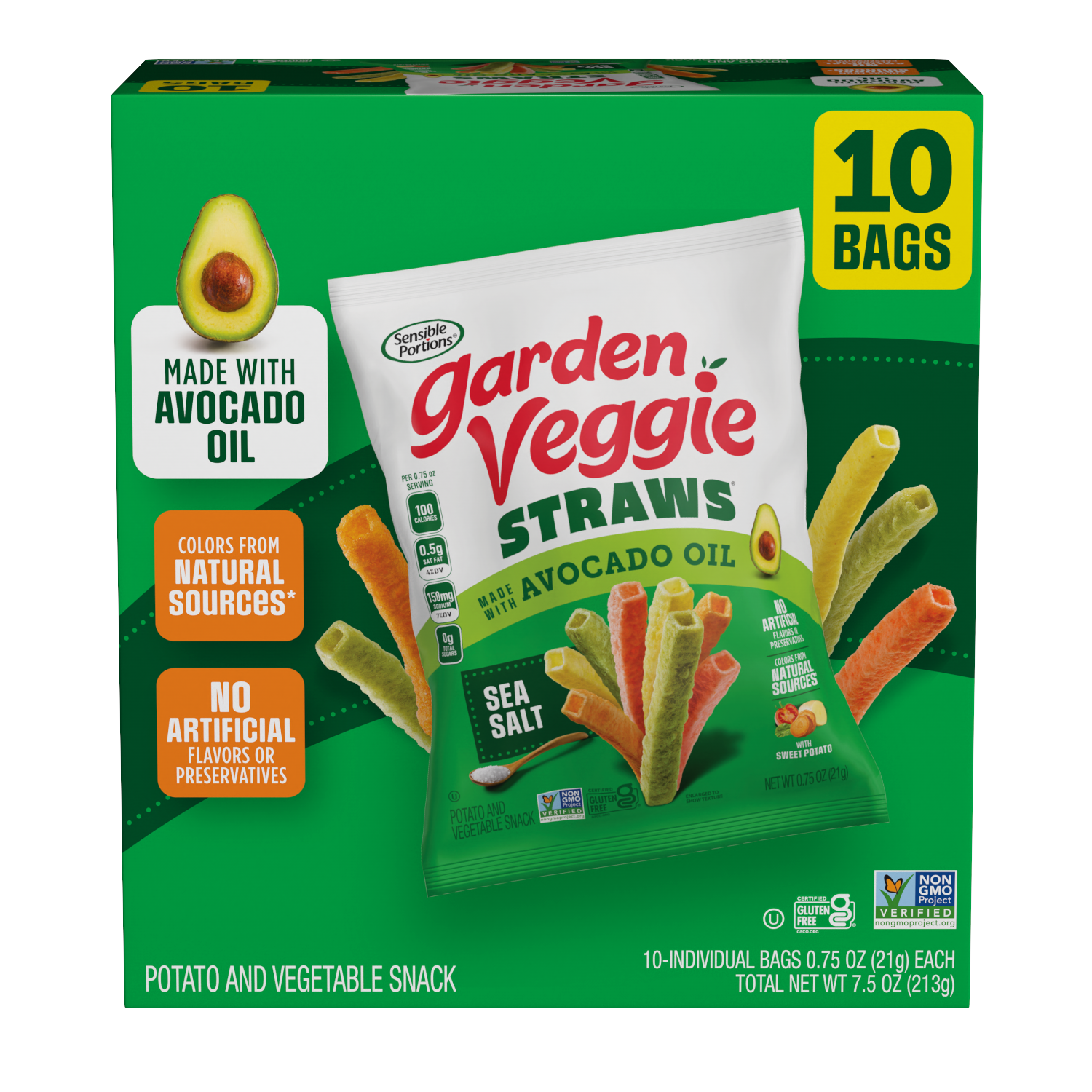 Sea Salt Veggie Straws Made with Avocado Oil 10ct